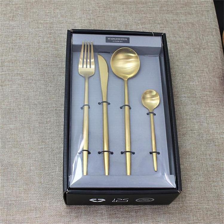 Jieyang 18/10 Matte gold Copper stainless steel Spoon Fork Knife cutlery flatware set