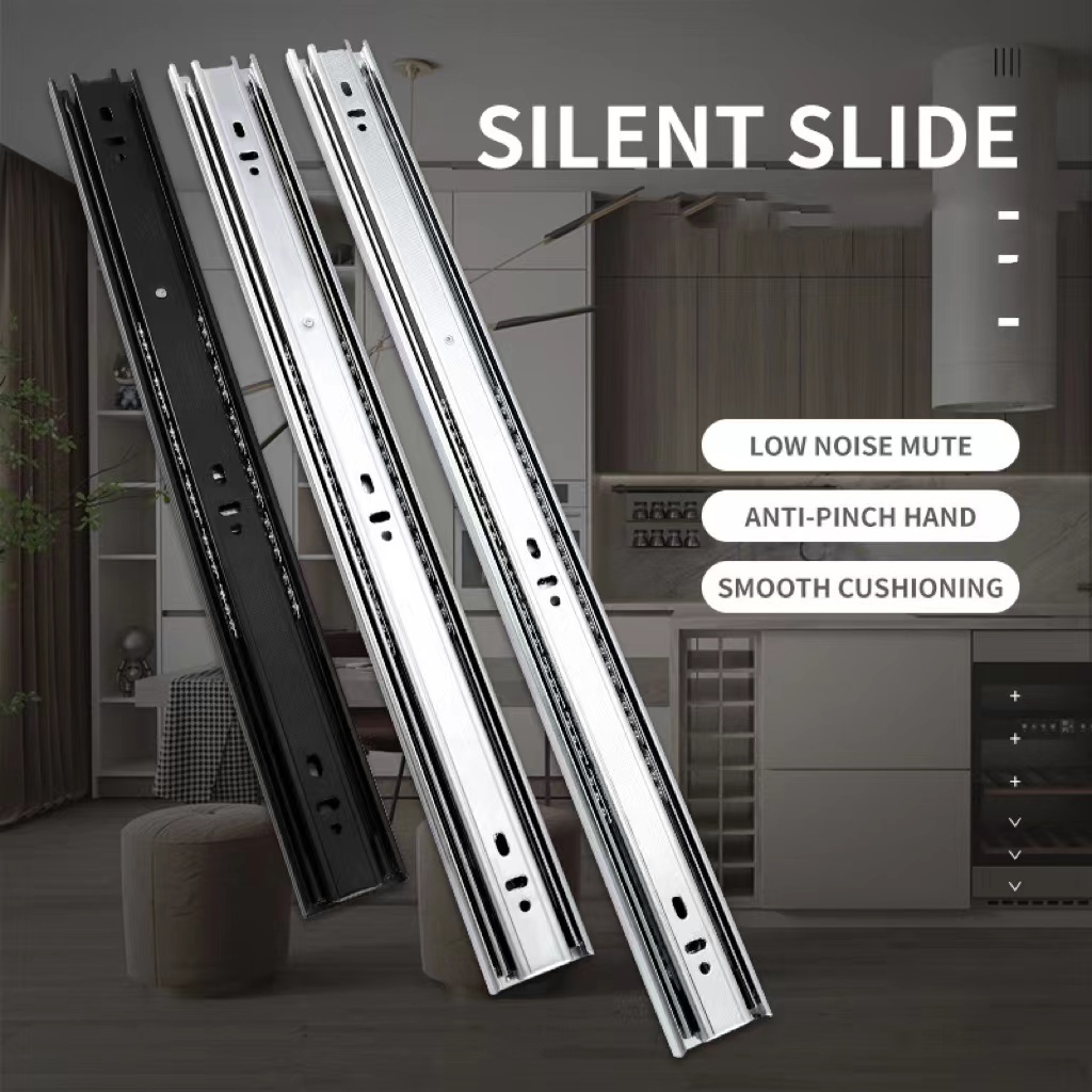 45mm Ball Bearing Slide Furniture Hardware Accessories Full Extension Rail Telescopic Channel Sliding rails