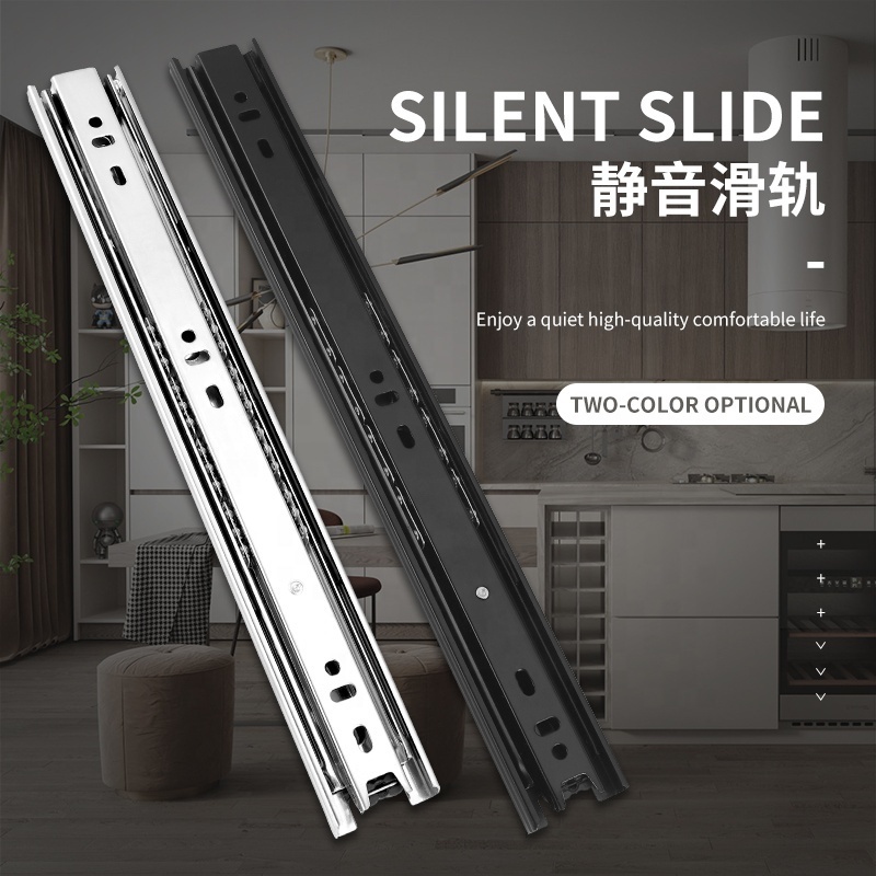 40mm 3-Fold channel Sliding rails for cupboard cabinet door fitting hardware telescopic drawer rails