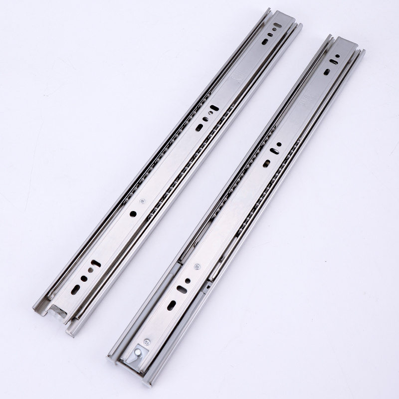 High quality 3 Fold Type Full Extension Ball Bearing two way drawer slides stainless steel cabinet drawer slide