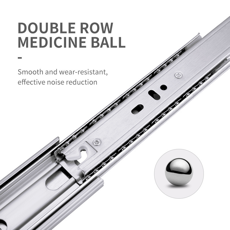 High quality 3 Fold Type Full Extension Ball Bearing two way drawer slides stainless steel cabinet drawer slide