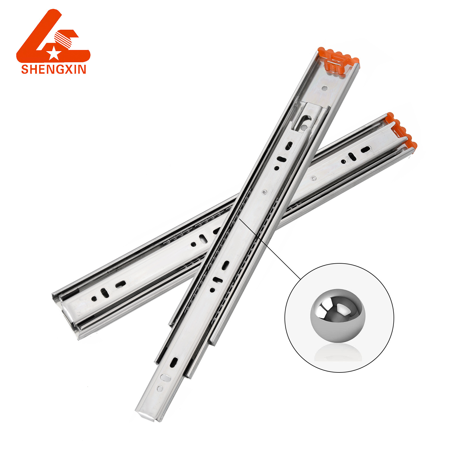 SHENGXIN drawer railing ball bearing undermount drawer slides soft close 40/45mm Zinc/Black  kitchen drawer slide for Furniture