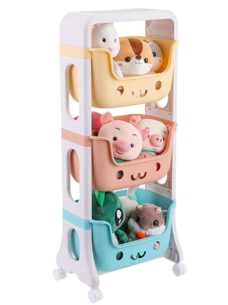 Wholesale Home Bedroom Bedside Snack Trolley Storage Rack Multilayer Plastic Kids Toy Storage Rack Corner Kitchen Shelf