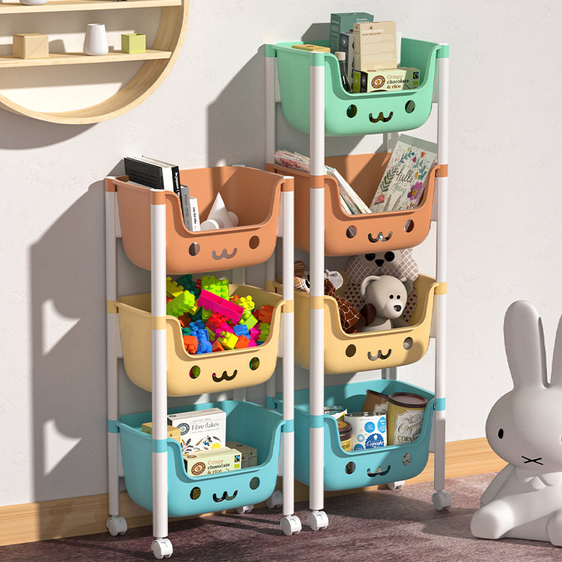 Multifunction Children plastic storage book toy shelf home use container organizer shelf