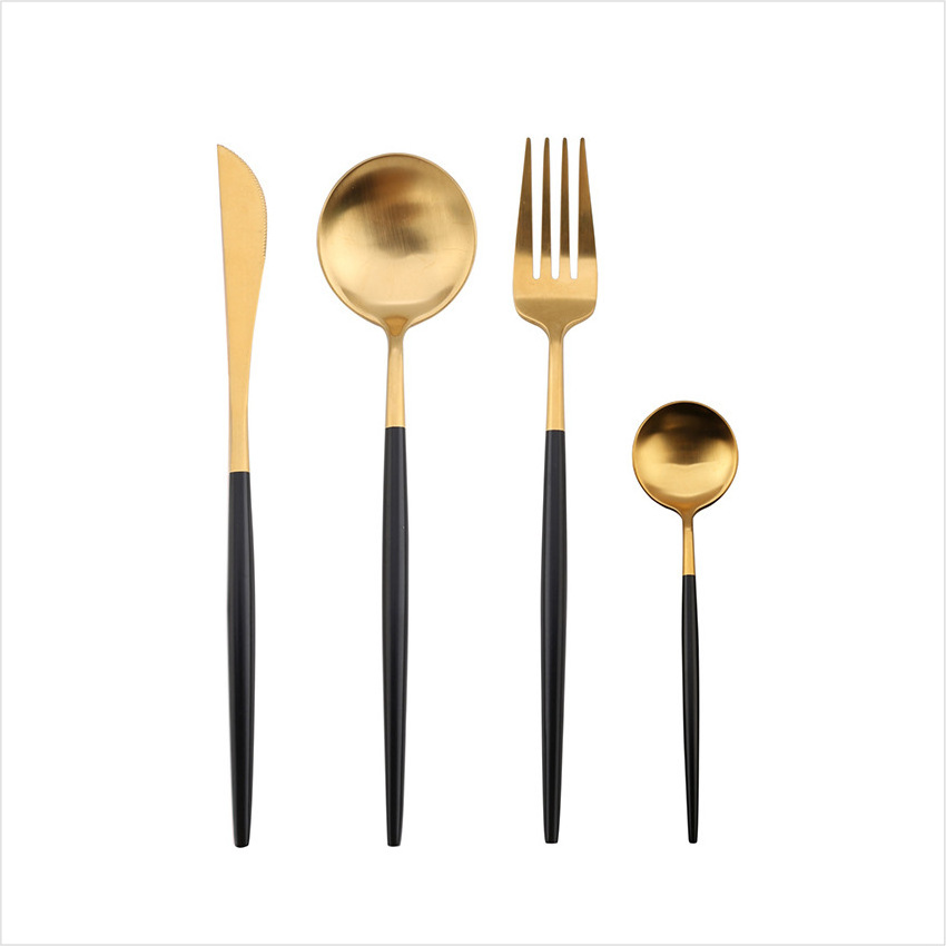 Portable Set Luxury Gold Plated Cutlery Wedding Matte Stainless Steel 18\/10 Flatware