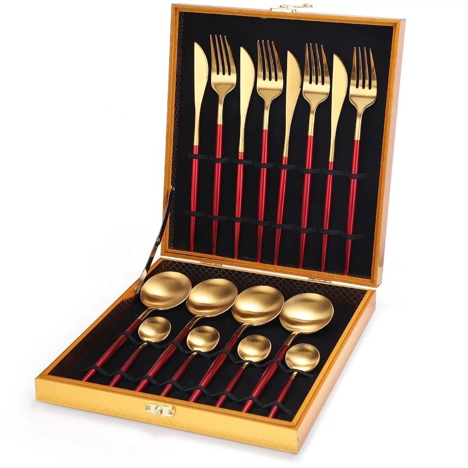 Weddingy Bulk Copper 18 10 Stainless Steel Gold Plated Flatware Set