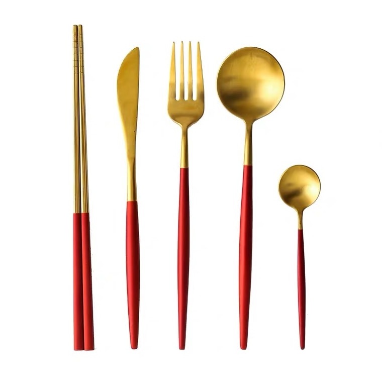 Weddingy Bulk Copper 18 10 Stainless Steel Gold Plated Flatware Set