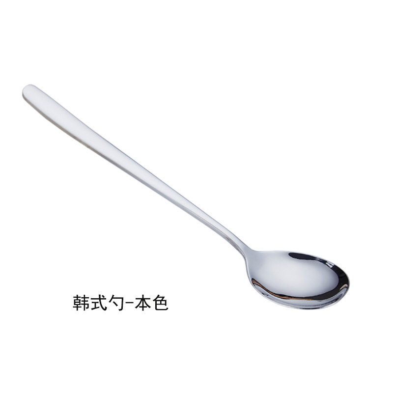 8.1 Inch Stainless Steel Round Dessert Spoons Long Handle Korean Spoons