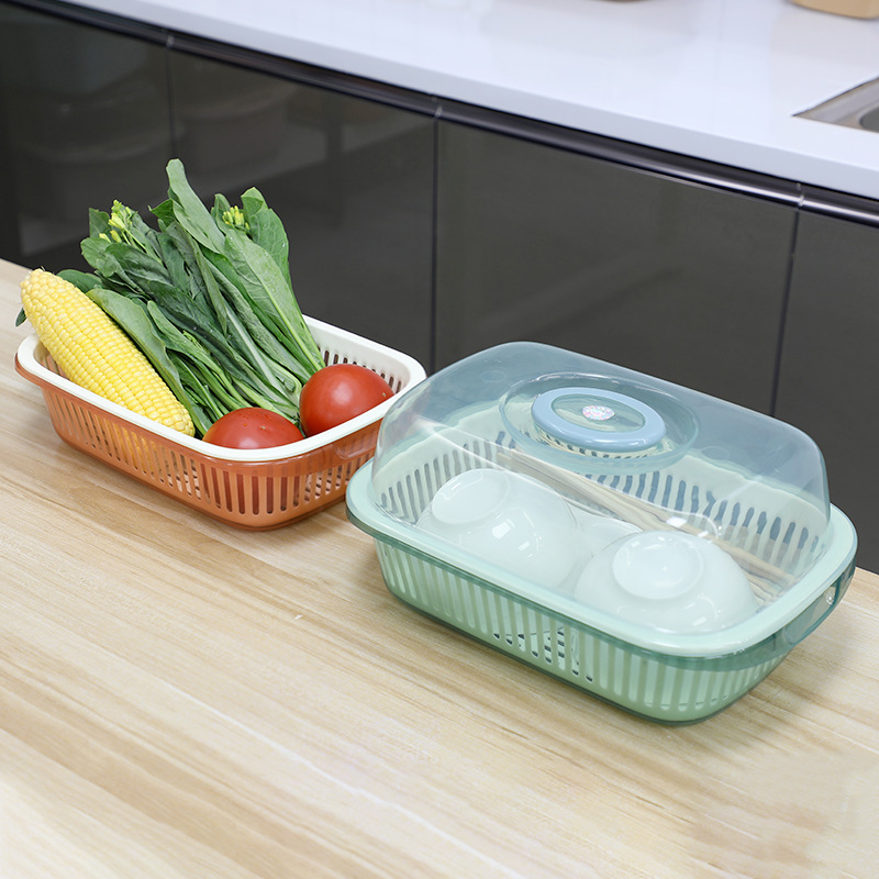 Factory Price Kitchen Plastic Drying Drainer Dish Storage Tray Cutlery Rack With Cover