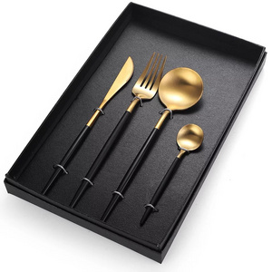 Portable Set Luxury Gold Plated Cutlery Wedding Matte Stainless Steel 18\/10 Flatware