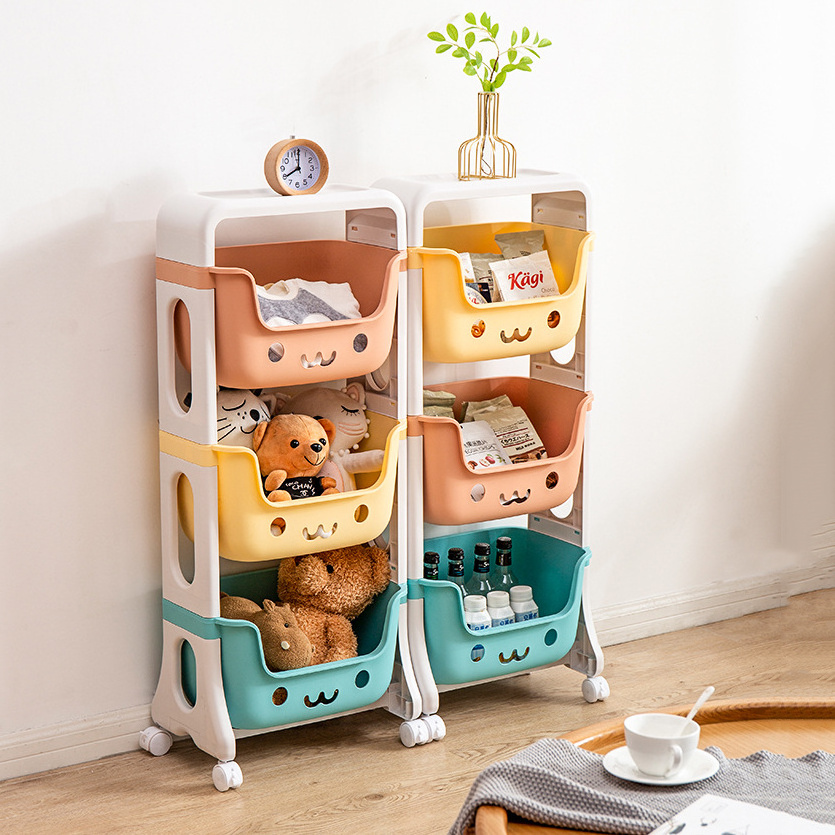 Home Bedside Snack Bedroom Trolley Multilayer Storage Rack Toys Corner Kitchen Plastic Shelf