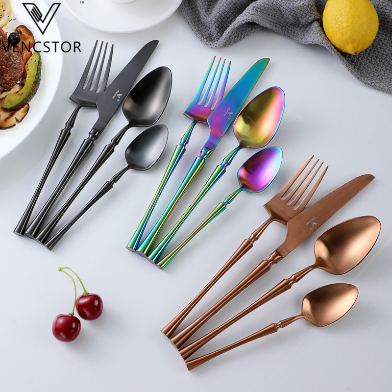 Knife Spoon Fork Set Gold Flatware Set Stainless Steel Cutlery 24PCS Set For Weeding Party Gift