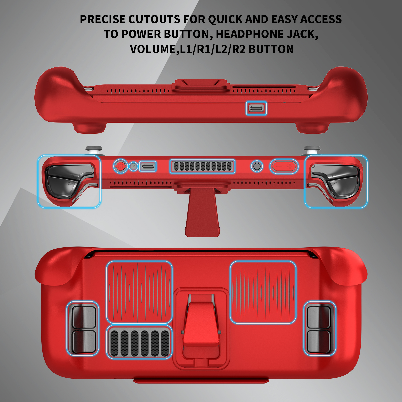 Protective case with Front Shell and Kickstand for Steam Deck,Ultra Slim TPU Case and front cover for SteamDeck. Cola Red