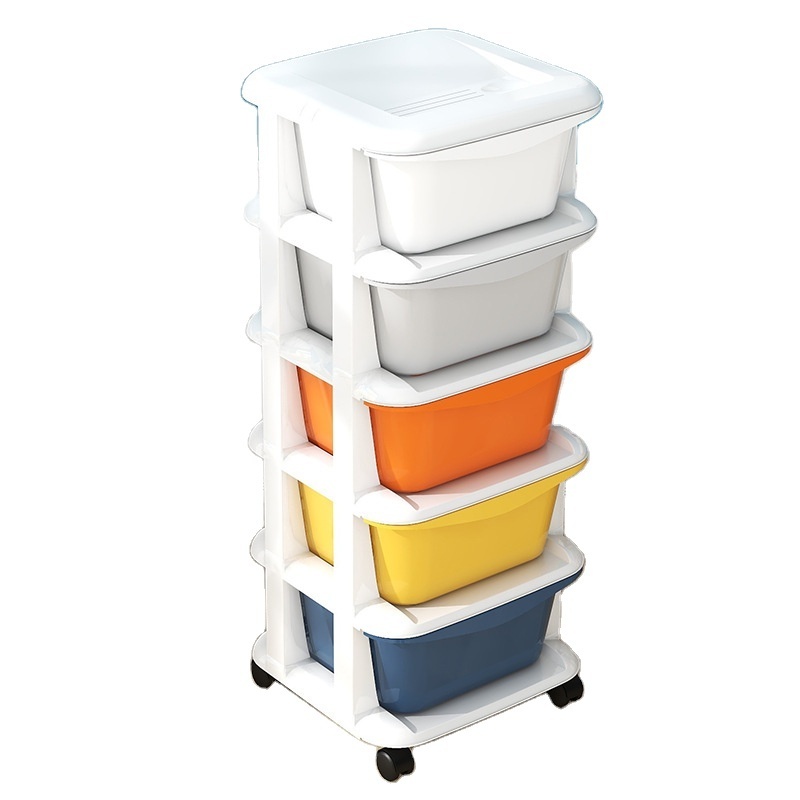 Plastics Storage Cabinet Drawers Plastic Narrow Slim Storage Cabinet with Wheels for Living Room Kitchen