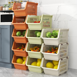 Plastic Floor Type Kitchen Storage Drawer Vegetable And Fruit Storage Rack Multi-functional Toy Shelf