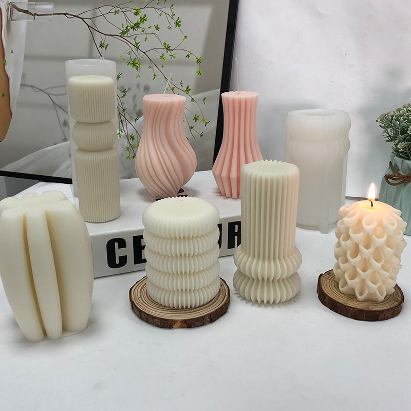 3D Candle Mold Curved Stripe Silicone Molds Resin Molds for DIY Wedding Dinner Candle Making Supplies