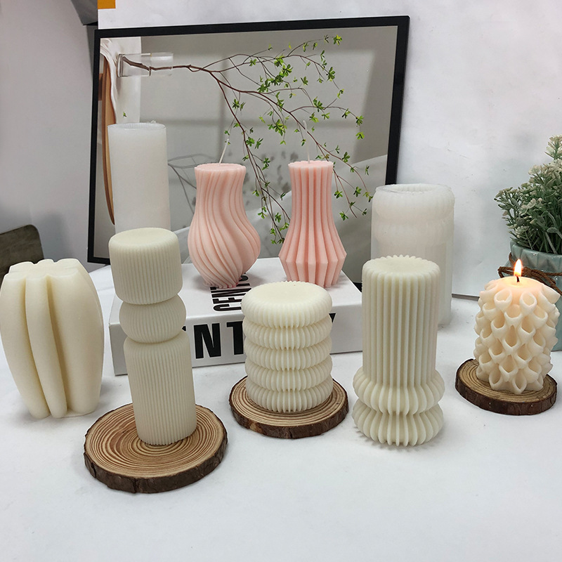 3D Candle Mold Curved Stripe Silicone Molds Resin Molds for DIY Wedding Dinner Candle Making Supplies