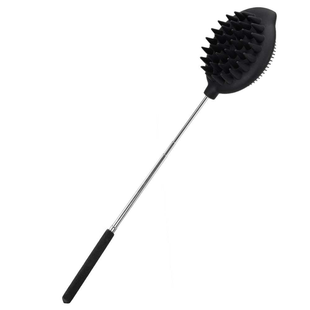 Dual Sided Silicone Bath Body Brush With Long Handle and Hook for Men Women Silicon Back Scrubber