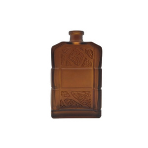 square brown 60ml glass perfume bottle with decorative pattern