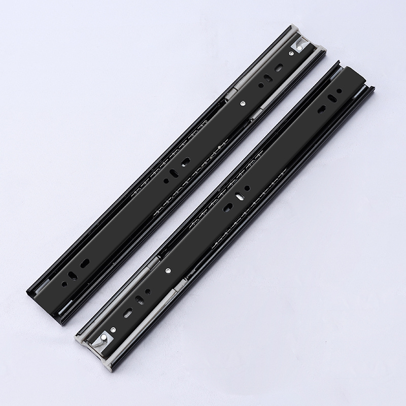 Modern 12 Inch 3 Folds Rail Ball Bearing Iron Slide Mounted Soft Close Drawer Slide Parts