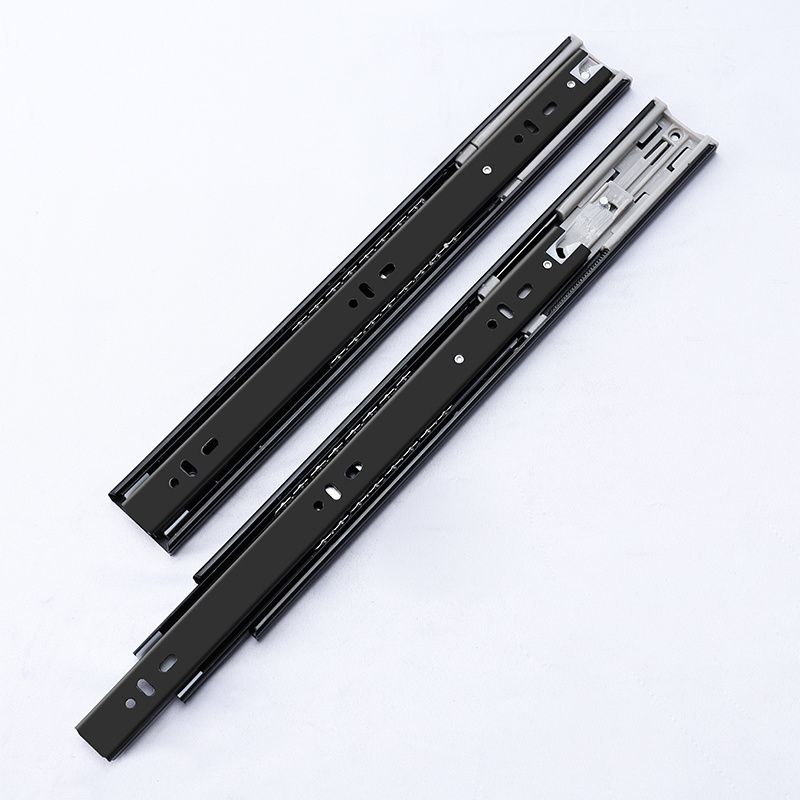 Modern 12 Inch 3 Folds Rail Ball Bearing Iron Slide Mounted Soft Close Drawer Slide Parts