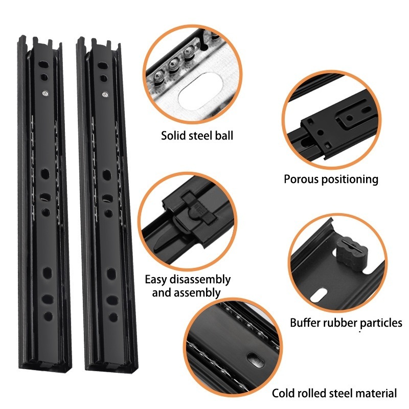 Runners Ball Bearing Locking Table Extension Mechanism 3 Fold Correderas Telescopicas Drawer Slide