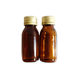 Brown glass bottle for syrup 60ml with 28mm aluminum ropp cap