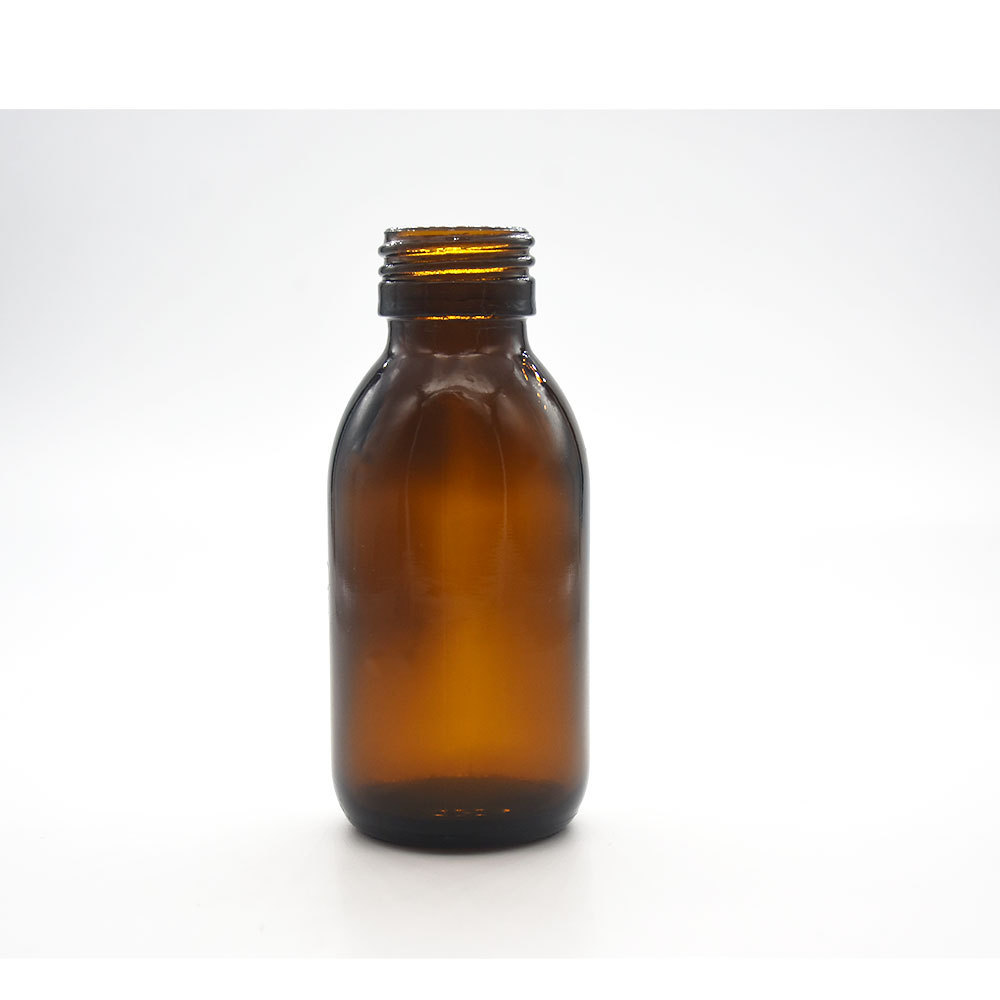 Brown glass bottle for syrup 60ml with 28mm aluminum ropp cap