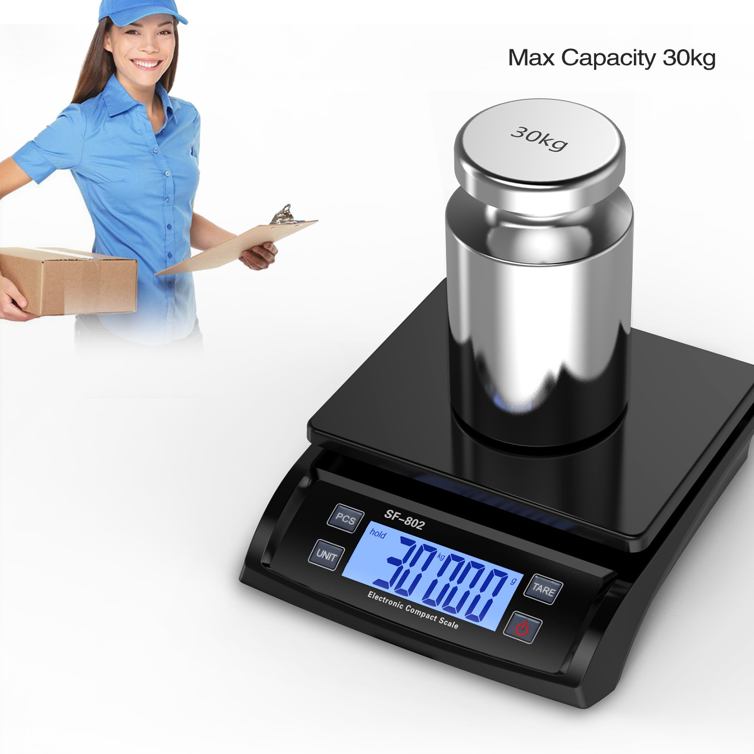 Digital shipping scale 66lb/0.1oz postal weight scale with hold and tare function mail postage scale 30kg/1g