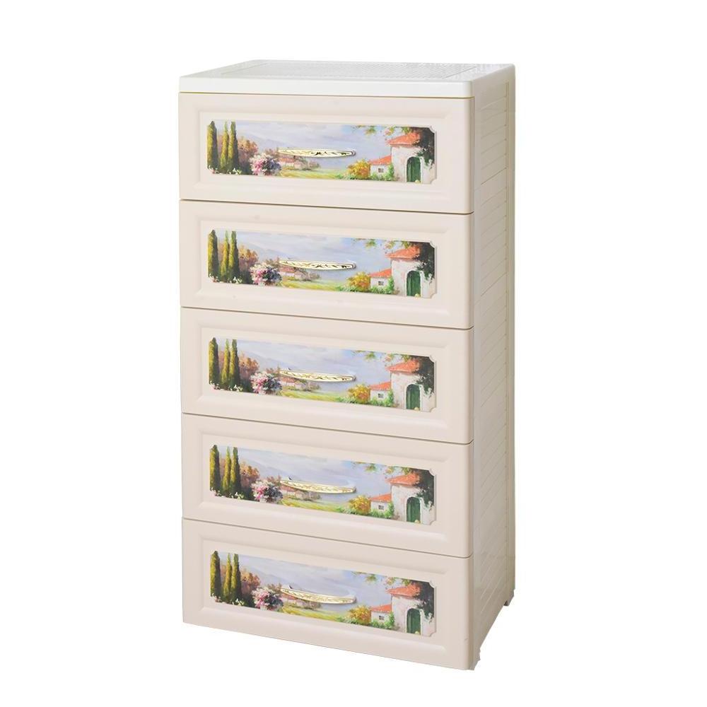 Europe Style 5 Layers Sundries Store Bedroom Plastics Storage Drawers Storage Cabinet