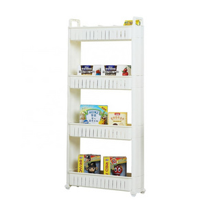 portable plastic storage shelf for kitchen&hall corner plastic storage rack with wheel