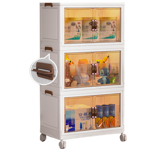 Factory price folding opening door cabinet clothing sundries organizer box plastic storage cabinet