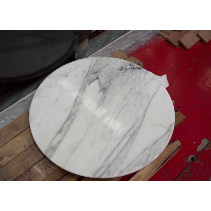 JYS Italian Calacatta Round Marble Slab Table Top for Indoor Use