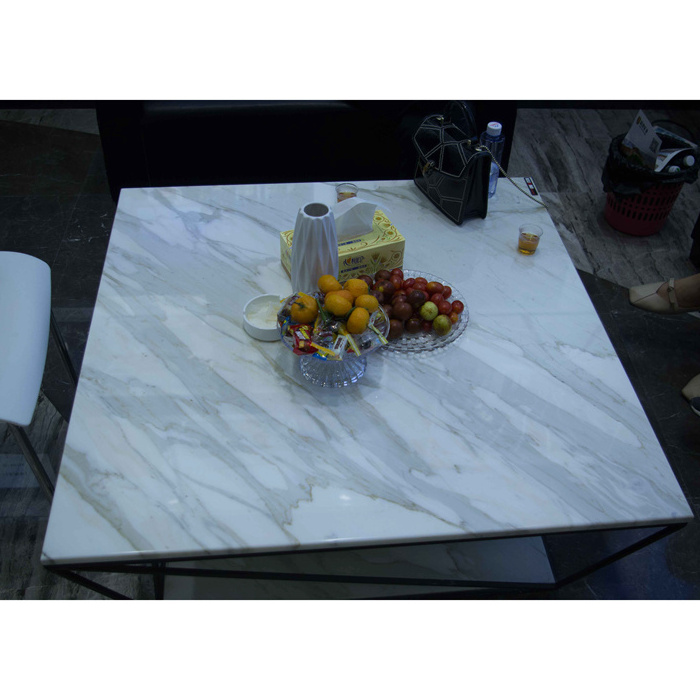 JYS Italian Calacatta Round Marble Slab Table Top for Indoor Use