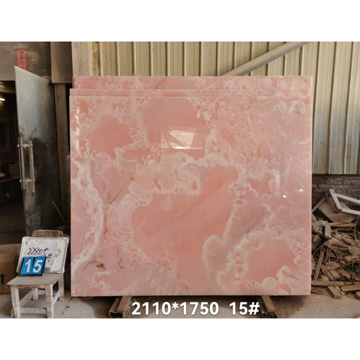 Customized Pink Onyx Marble Slab - Bespoke Elegance for Exquisite Tabletop Countertops