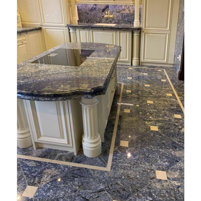 Azul Bahia Granite - Vibrant Blue and Golden Natural Stone for Eye-catching Kitchen Countertops Flooring and Wall Cladding