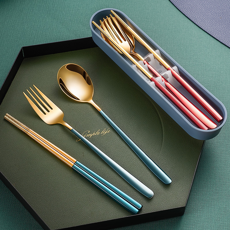 Wholesale Stainless Steel Spoon And Fork Set In a Case  High Quality 304 Stainless Steel Travel Cutlery