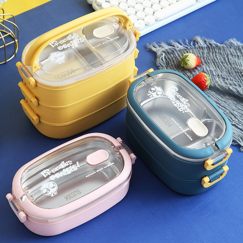 Eco-Friendly Double Layer Bento Box Leakproof Compartment Food Container 304 Multi-layer Stainless Steel Lunch Box