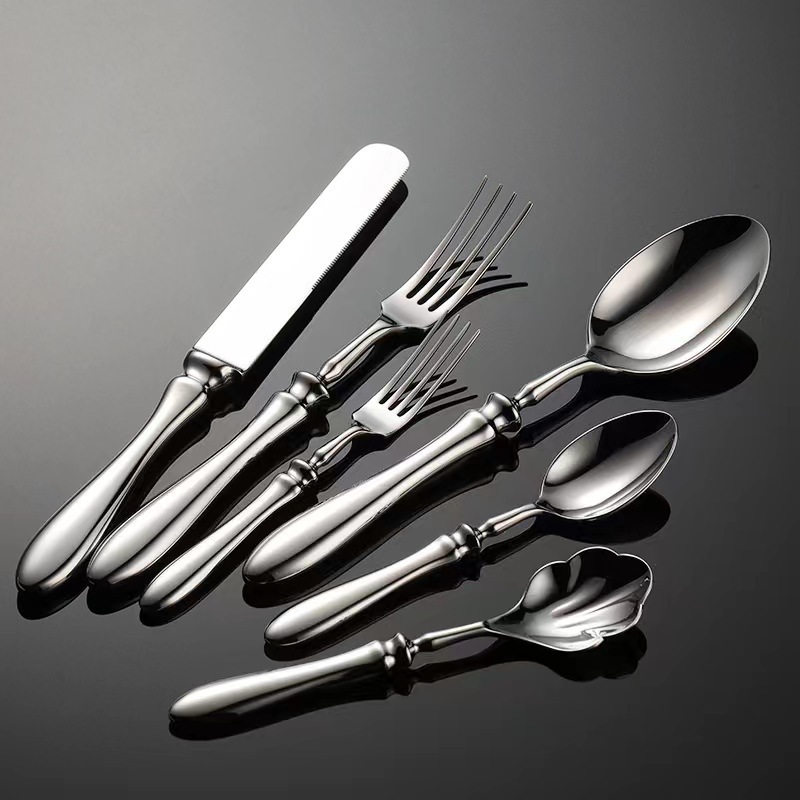 Retro Stainless Steel Gourd Shape Handle Dinner Spoon Fork Set