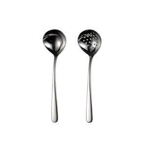 Custom Logo SUS304 Serving Soup Spoon Strainer Sauce Soup Spoons Stainless Steel Soup Ladle Serving Spoons For Home Kitchen