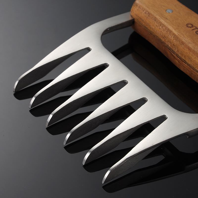 Wholesale Stainless Steel 304 420 Meat Claws BBQ Meat Claws Meat Shredders Separator Forks With Wooden Hand BBQ Accessories