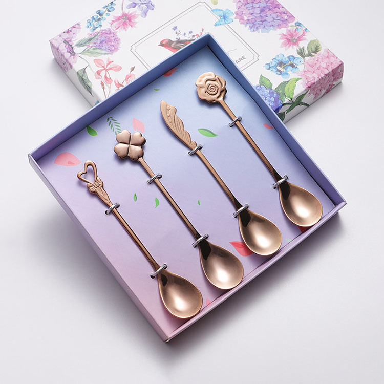 Metal Coffee Tea Spoon Flatware Dessert Salad Tool Coffee Accessories Stainless Steel Flower Spoons