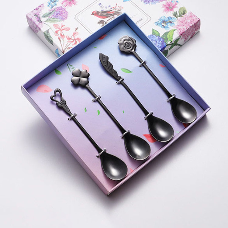 Metal Coffee Tea Spoon Flatware Dessert Salad Tool Coffee Accessories Stainless Steel Flower Spoons