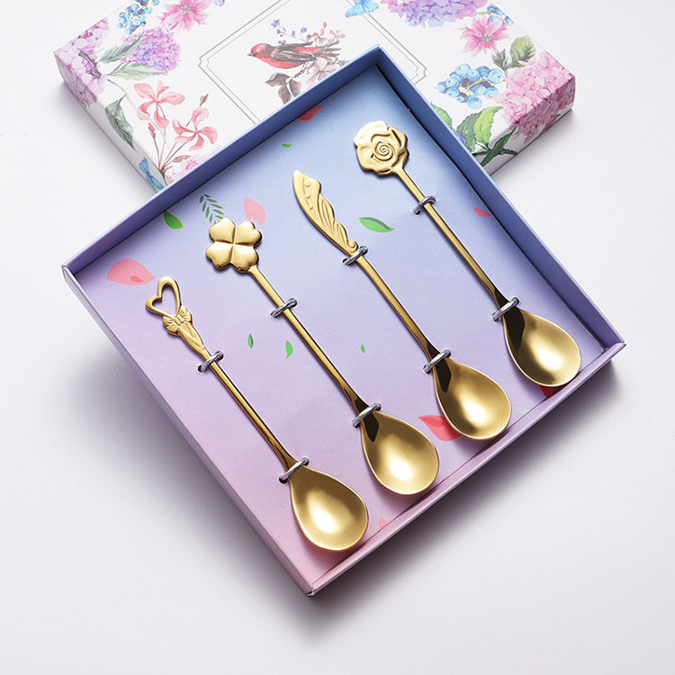 Metal Coffee Tea Spoon Flatware Dessert Salad Tool Coffee Accessories Stainless Steel Flower Spoons