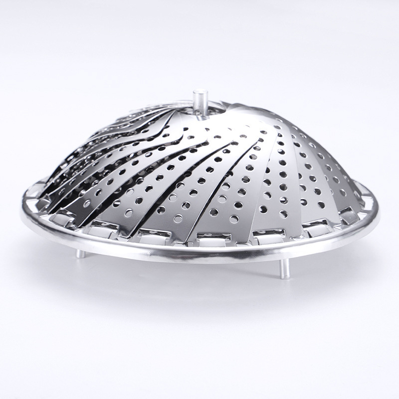 430 Stainless Steel Movable Folding Mesh Food Vegetable Poacher Steamer Basket