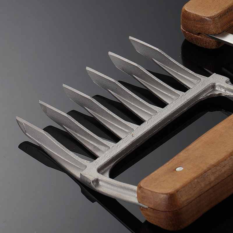 Wholesale Stainless Steel 304 420 Meat Claws BBQ Meat Claws Meat Shredders Separator Forks With Wooden Hand BBQ Accessories