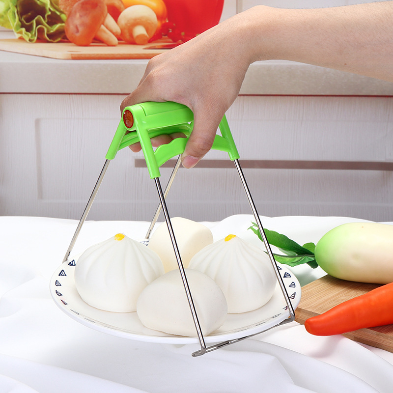 Stainless Steel Plate Dish Clips Non-Slip Anti-Scald Handheld Bowl Pot Clamps Tongs Restaurant Kitchen Accessories