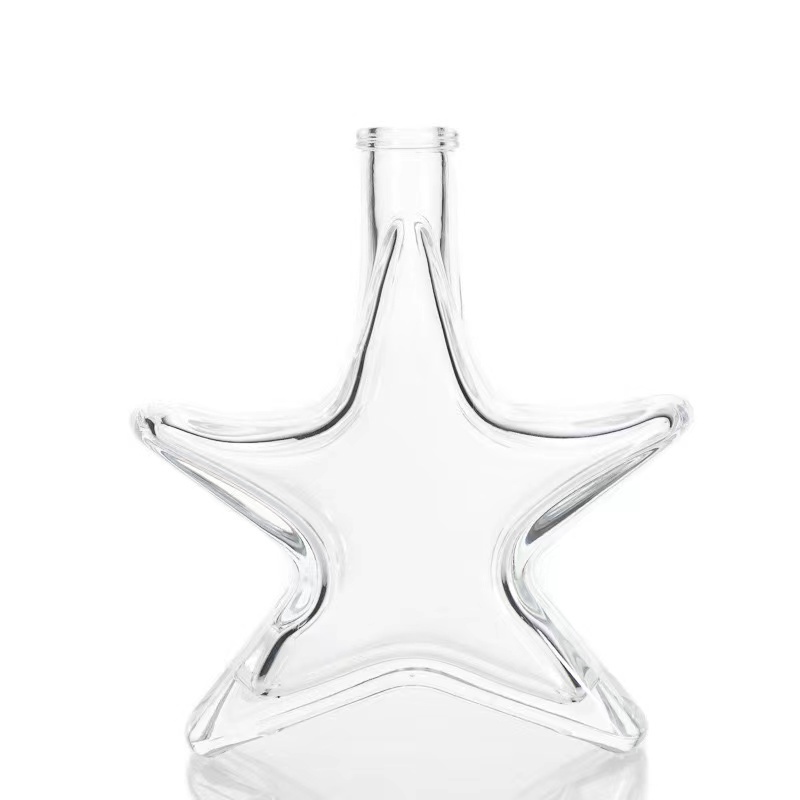 Custom 200ml star shaped perfume diffuser glass bottle vodka wine cork water bottle