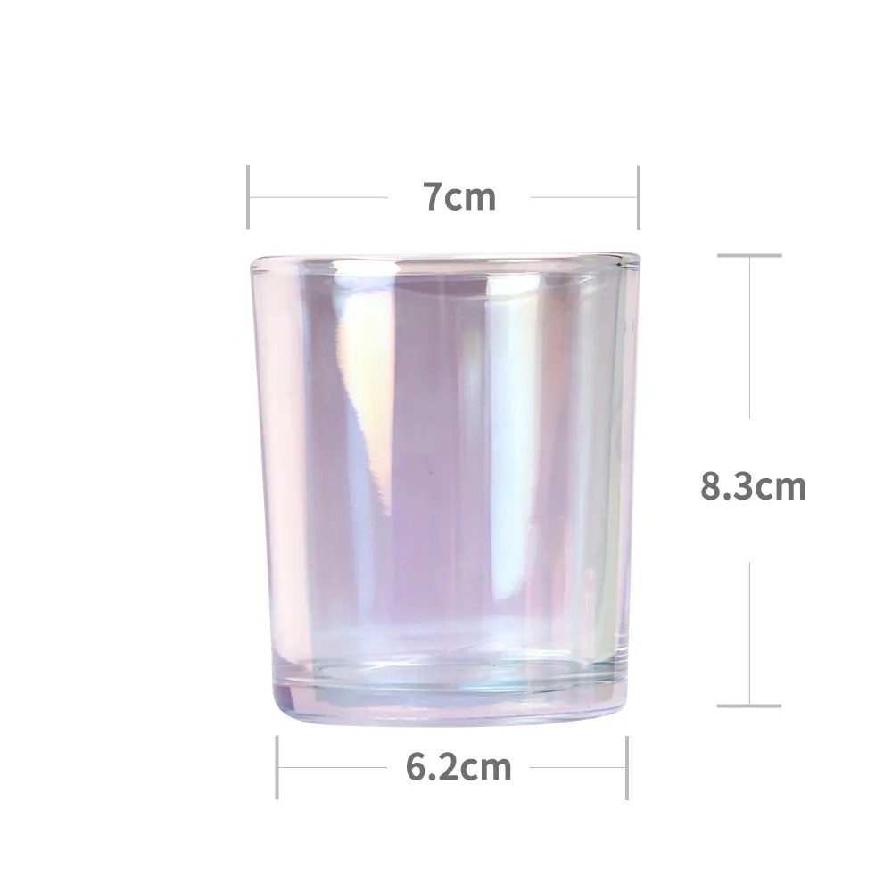 High Quality 8oz Rainbow Color Glass Candle Holder Tea Candle Round Scented Candle Jar Ghee Lamp Glass Jar