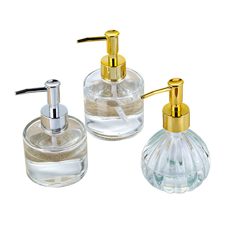 Wholesale cheap clear liquid Clear glass soap dispenser with pump, kitchen dish soap dispenser bathroom soap dispenser